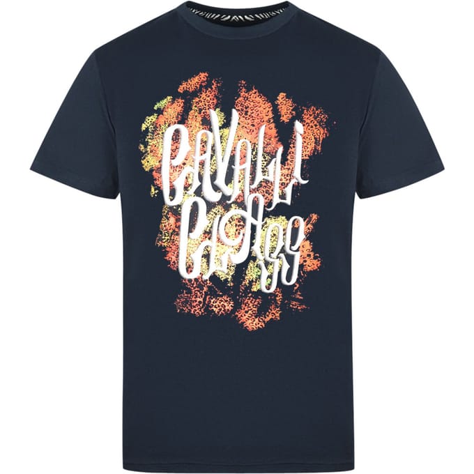 Cavalli Class Bold Logo Marineblauwe T-Shirt