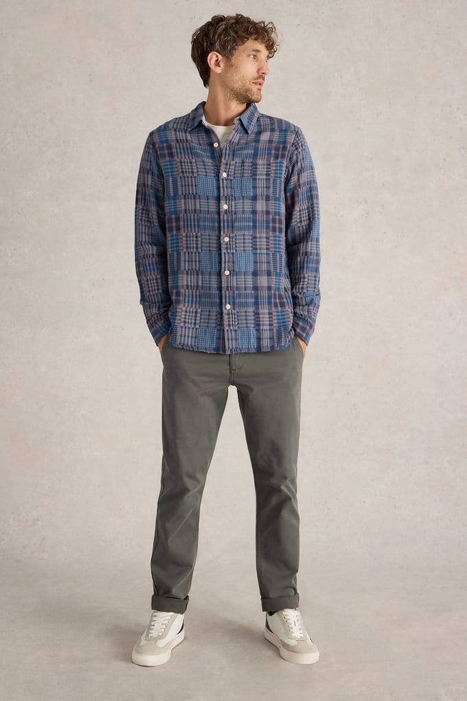 White Stuff Patchwork Check Shirt Grey Multi Größe: S | Casual hemden Outlet | Herren | Grau