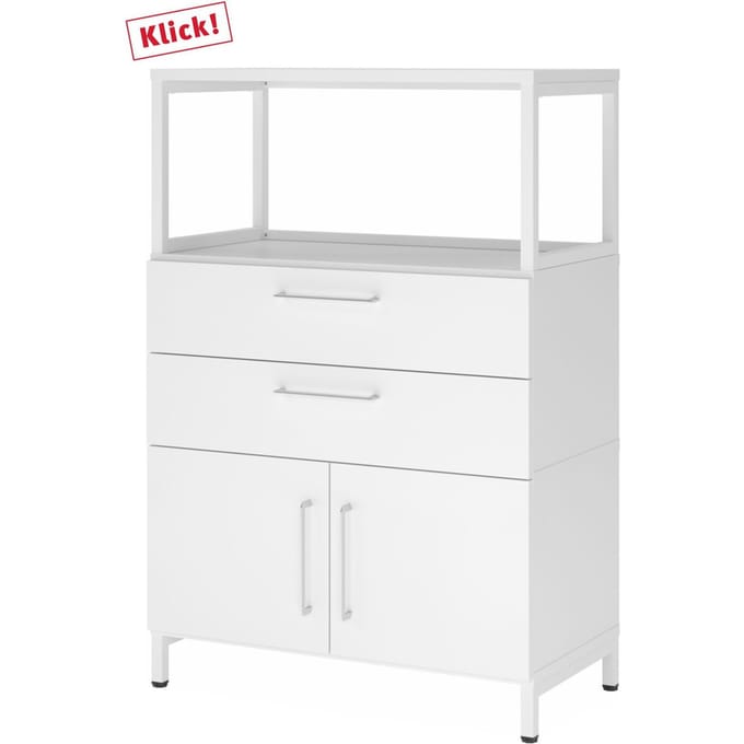 FlexWall | 3 OH | deuren + laden + frame | met sokkelframe - Wit/Wit