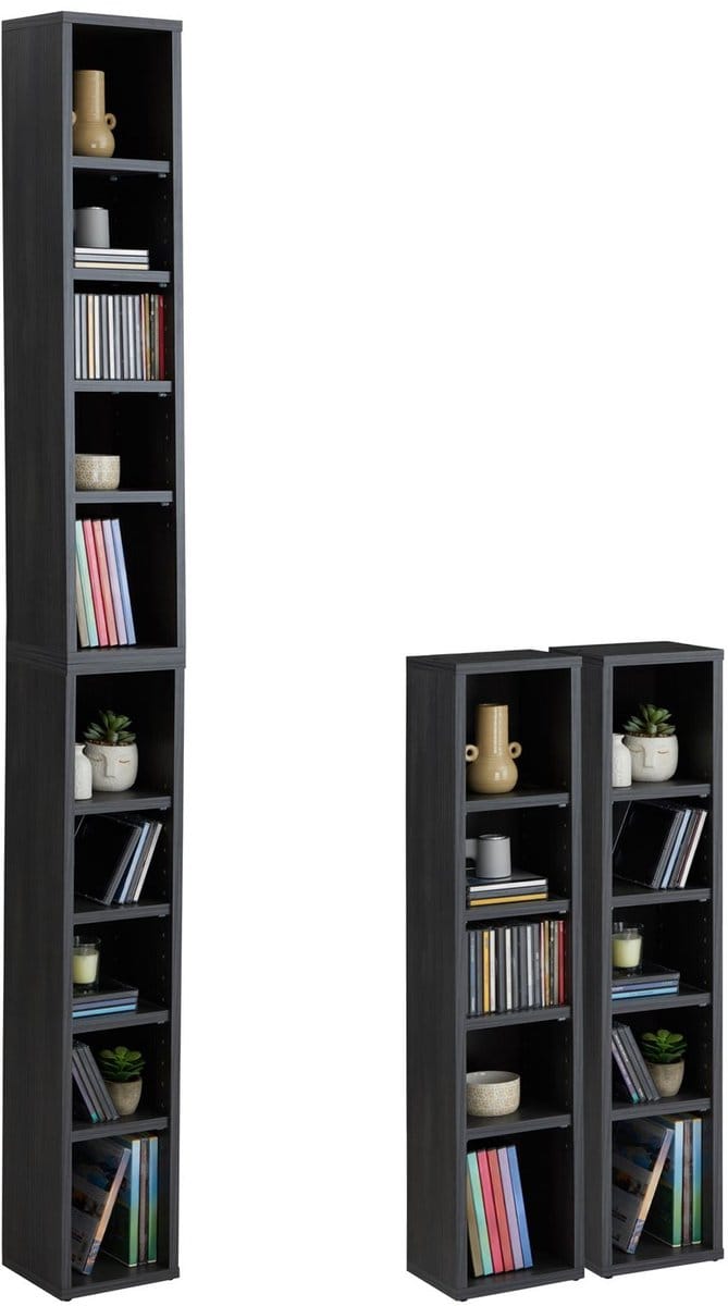 CD-/DVD-rek CHART met 10 vakken in essengrijs