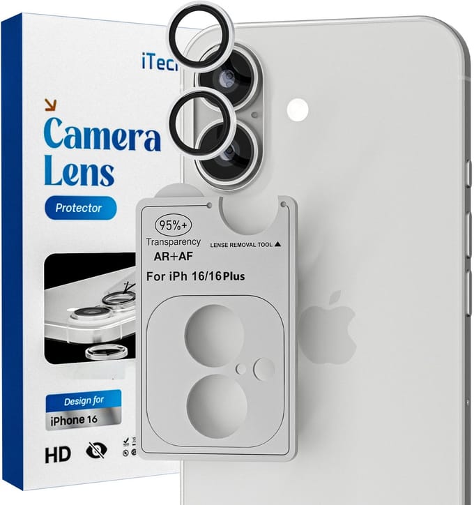 Camera Lens Screen Protector - Geschikt voor iPhone 16/16 Plus - 9H Bescherming - Wit Zilver