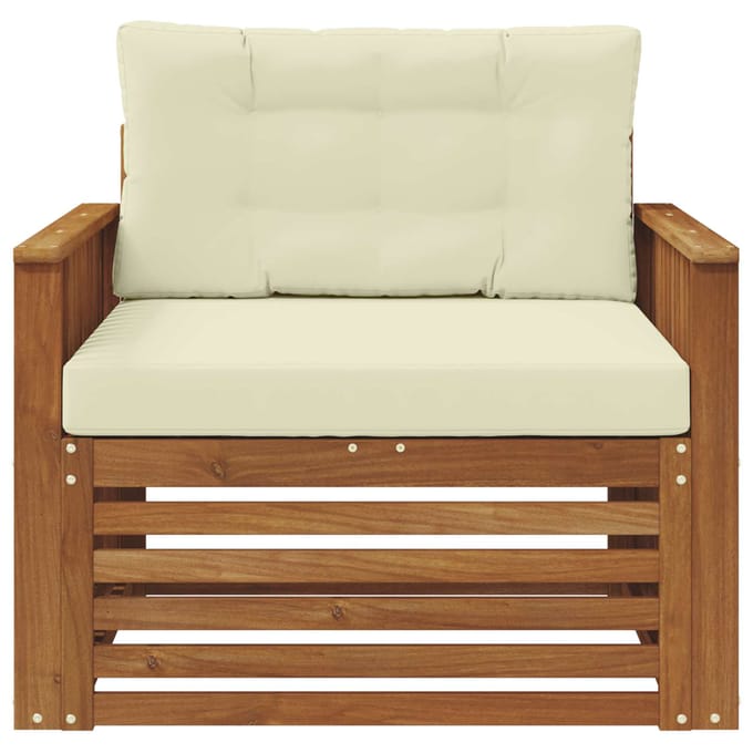 vidaXL - Buitensofa - Massief - Acacia - Hout - en - Polyester - Natuurlijk - en - Crème
