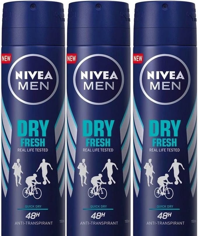 NIVEA MEN Deo Spray - Dry Fresh - Voordeelverpakking - 3 x 150 ml