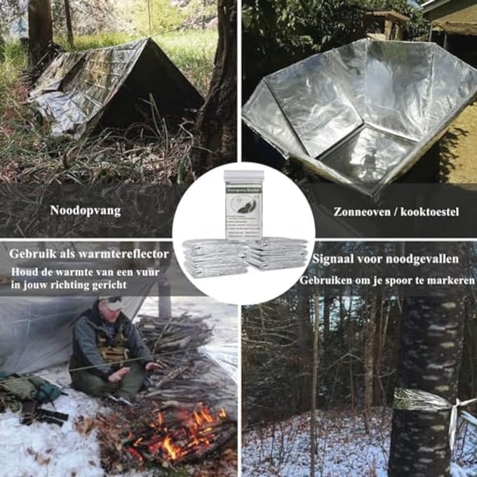 Reddingsdeken 6-pack - Waterdichte Overlevingsdekens voor Wandelen, Survival en EHBO