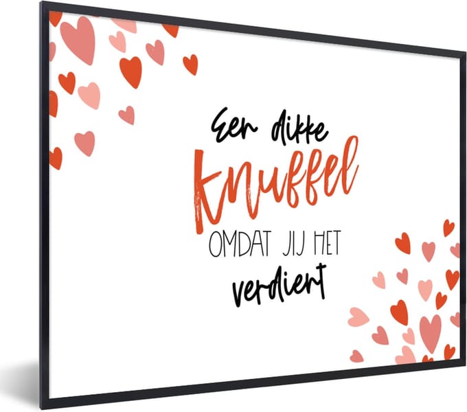 Fotolijst incl. Poster - Beterschap - Quote - Knuffel - 40x30 cm - Posterlijst