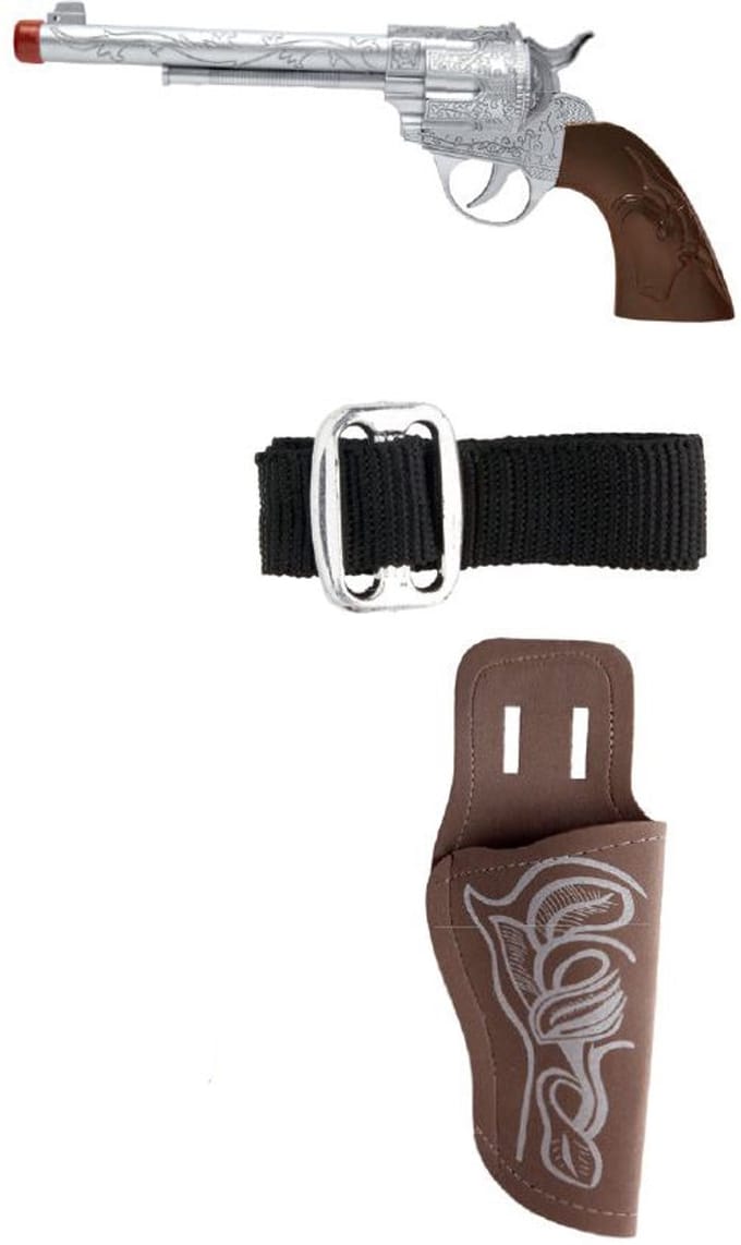 Cowboy pistool met holster bruin