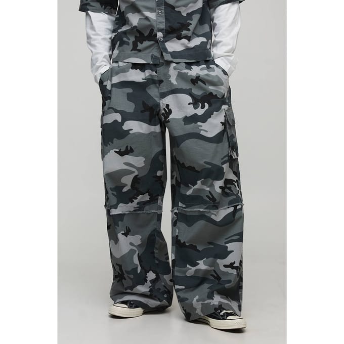Extreme Parachute Ripstop Camo Cargo Trouser | Grey | Size Small