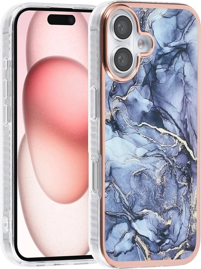TPU Back Cover hoesje - Marble Grijs Print - Geschikt voor: iPhone 16 Plus