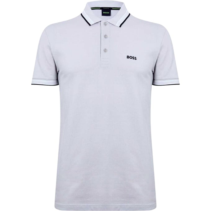 Boss Herenpoloshirt ‘Paddy’ met contrasterende boorden (Lichtgrijs)
