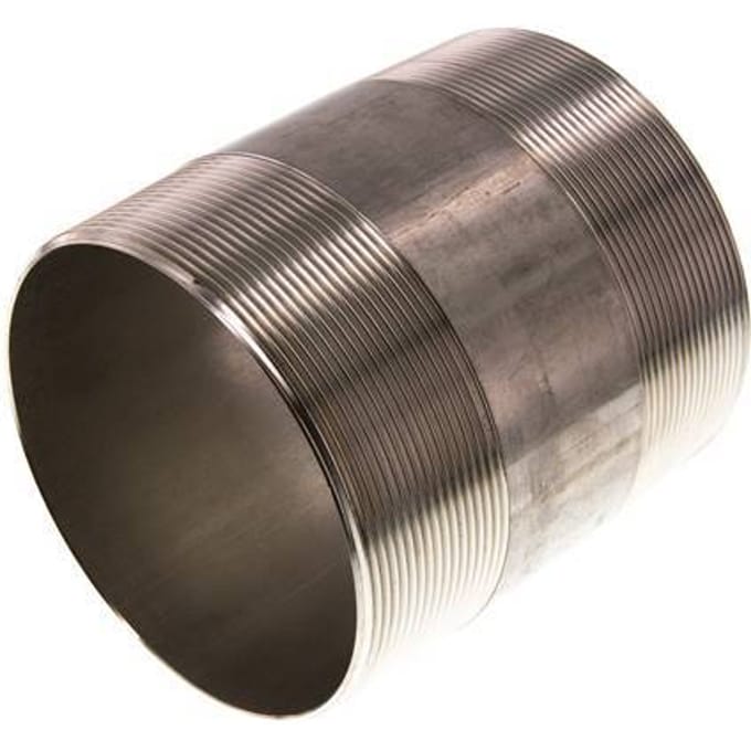 R 4'' RVS Dubbele Pijpnippel 20 Bar DIN 2982 - 120mm - FL2S-M-ST-400R-120L