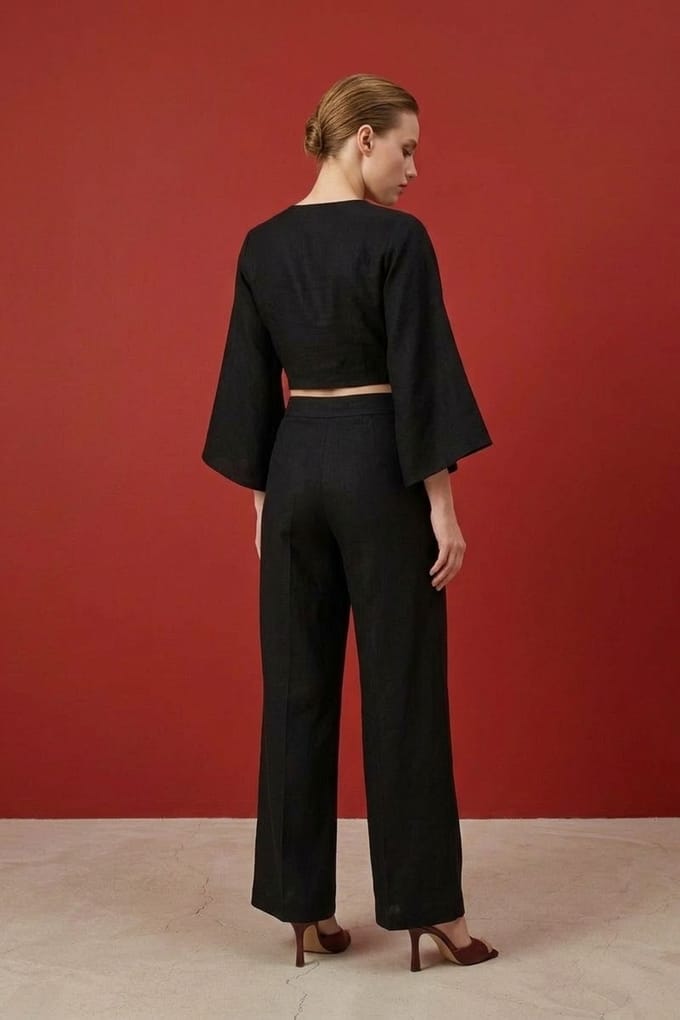 Katoenen Co-ord Set met Strikdetail