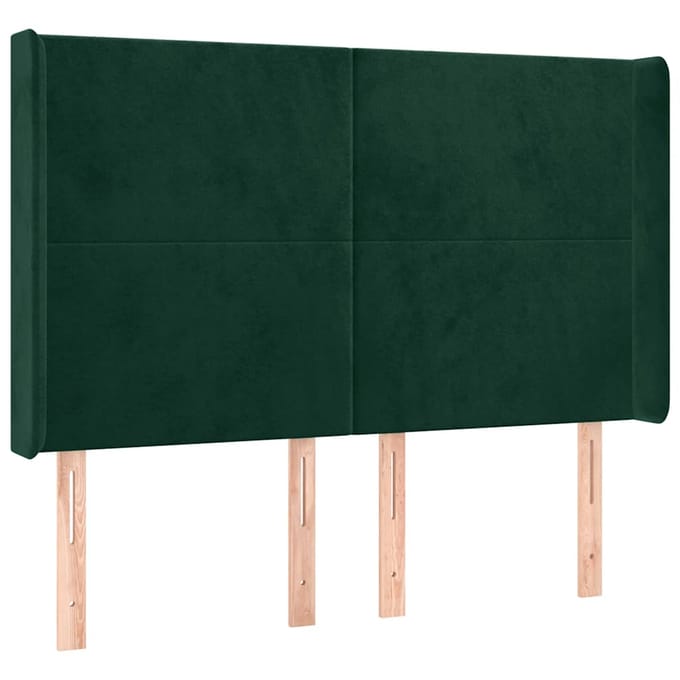 vidaXL - Hoofdbord - LED - 147x16x118/128 - cm - fluweel - donkergroen