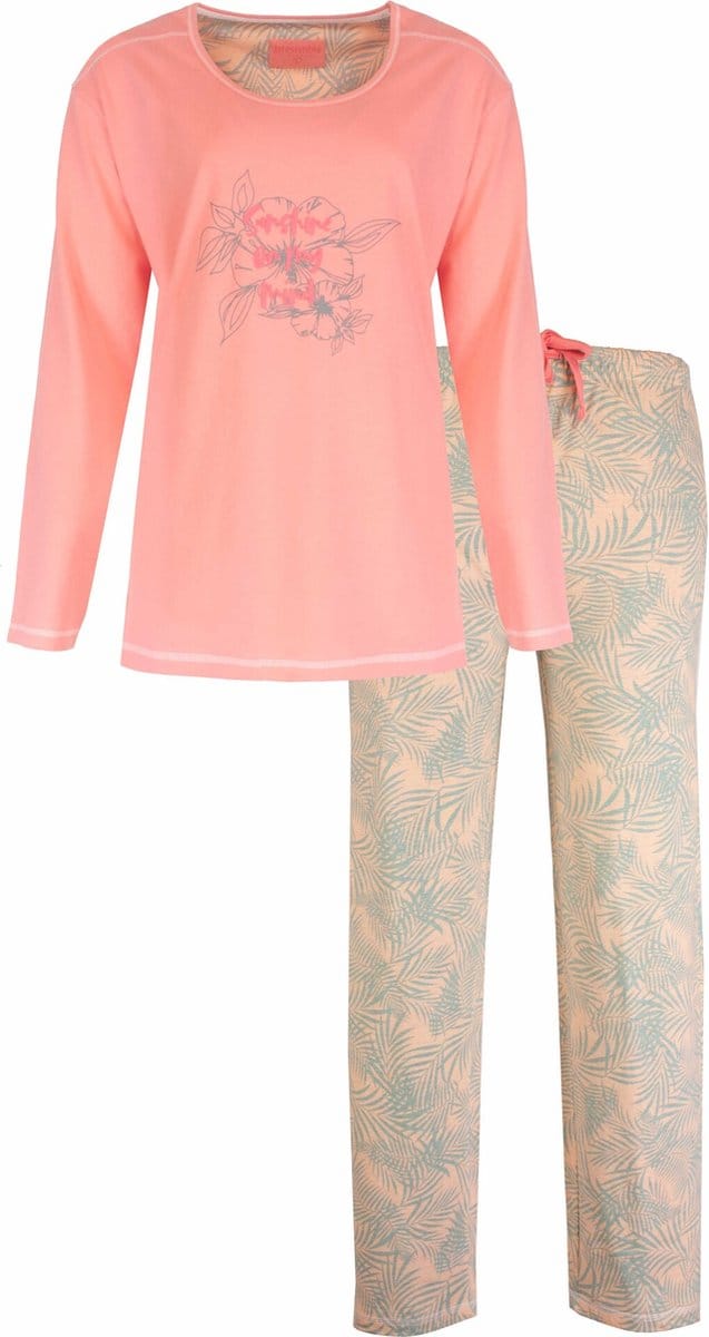 Irresistible Dames Pyjama - Palmprint - 100% Katoen - Roze - Maat S