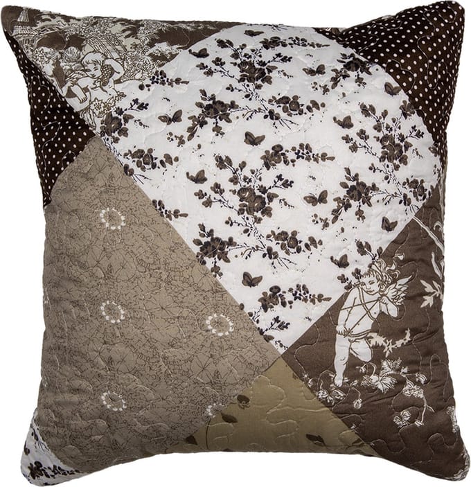 Clayre & Eef Kussenhoes 40x40 cm Bruin Polyester Bloemen