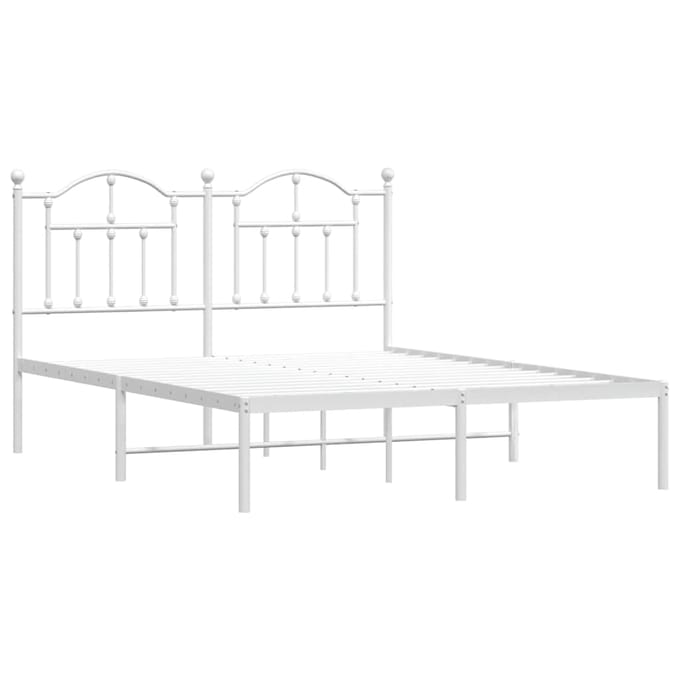 vidaXL - Bedframe - met - hoofdbord - metaal - wit - 140x200 - cm