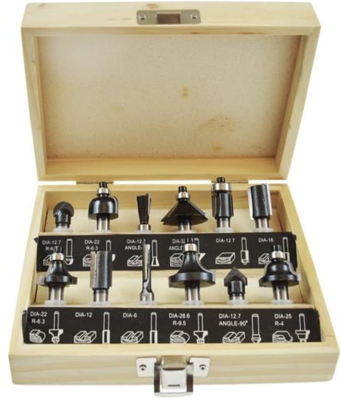 Awtools - Frezenset - 12-delig - 8mm - Voor Houtbewerking