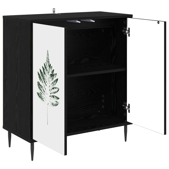 vidaXL - Dressoir - HANAU - Zwart - eiken - 69 - x - 33 - x - 76 - cm - Bewerkt - hout