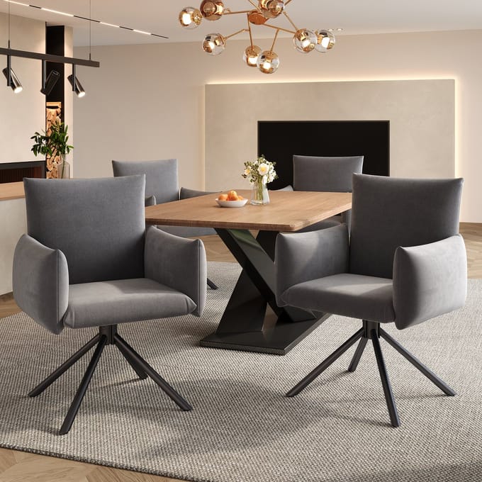 REDOM Eetkamerstoelen Set Van 2 - 360° Draaibaar - Modern - Metaal - Grijs
