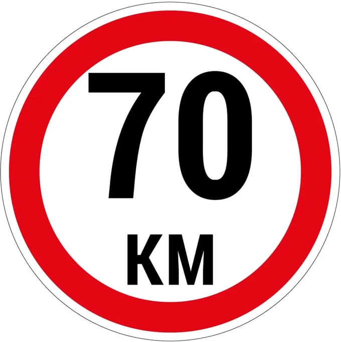 70 km bord | gecoat dibond materiaal | 30 cm