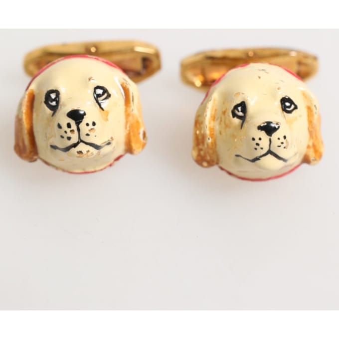 Messing Goudkleurige Honden Pups Mannen Accessoires Manchetknopen