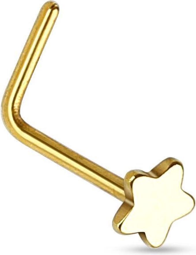 Neuspiercing U-bocht massief ster 0.8x6x2.5 - goud - LMPiercings