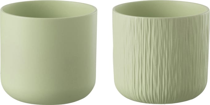 J-Line bloempot Gen - keramiek - pistache - small - 2 stuks - Ø 13.5 cm