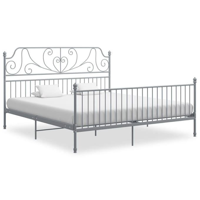 vidaXL - Bedframe - metaal - grijs - 200x200 - cm
