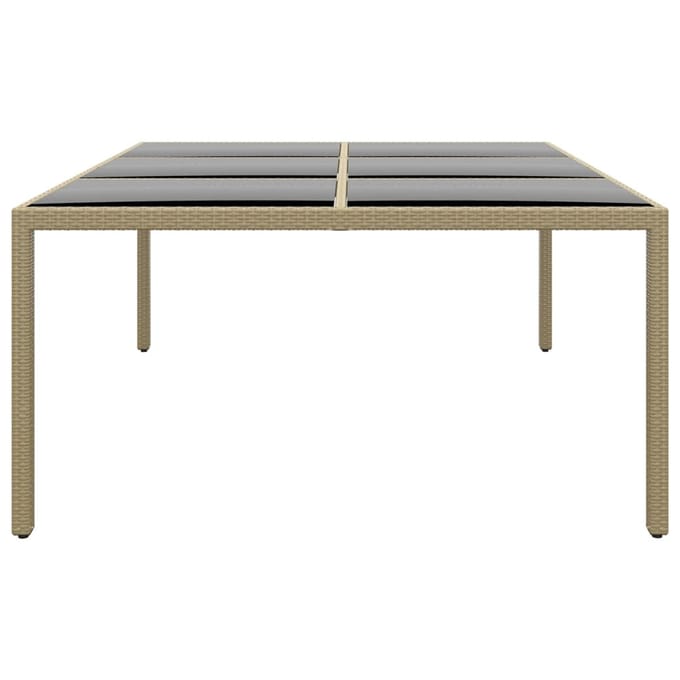 vidaXL - Tuintafel - 200x150x75 - cm - gehard - glas - en - poly - rattan - beige