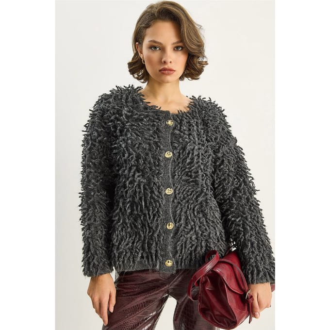 Gestructureerde Knopen Cardigan