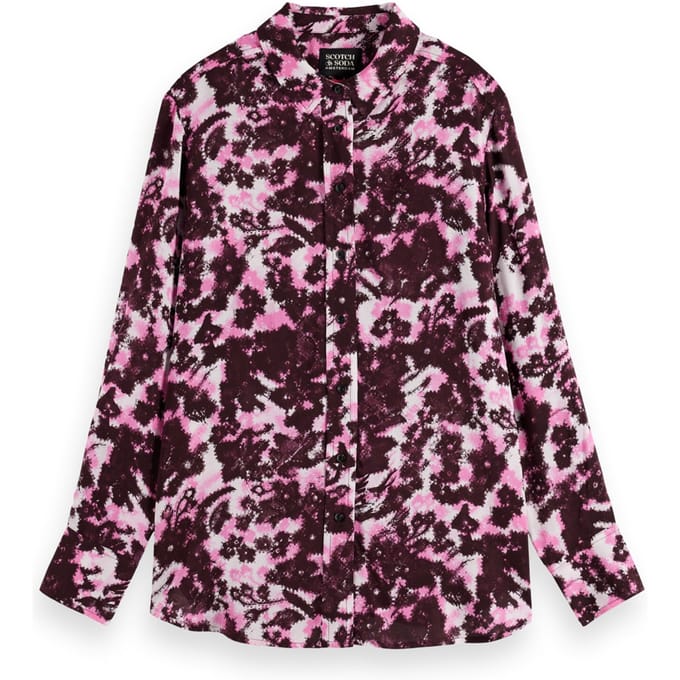Scotch & Soda Viscose Printed Relaxed Fit Shirt Winter Floral Maat: 36 | Overhemden Outlet | Dames