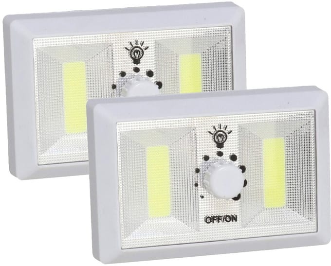 Gerimport Kastlampen - 2x - met dimmer - LED lampen - wit - 11 x 7.5 cm