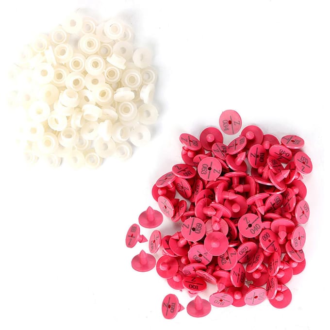 100 Stuks Kwaliteit Plastic Dier Vee Oormerk voor Konijn Vos Hond Marker Label(Rode roos) red