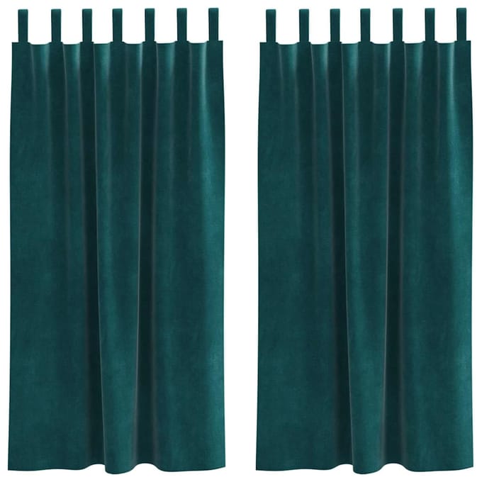 vidaXL - Gordijnen - 2 - st - Donkergroen - 140 - x - 175 - cm - fluweel