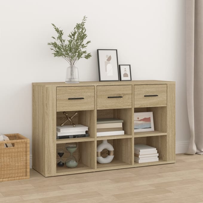 vidaXL - Dressoir - 100x30x59,5 - cm - bewerkt - hout - sonoma - eikenkleurig