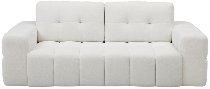 Vente-unique Tweezitsbank in witte bouclé stof SOPELANA