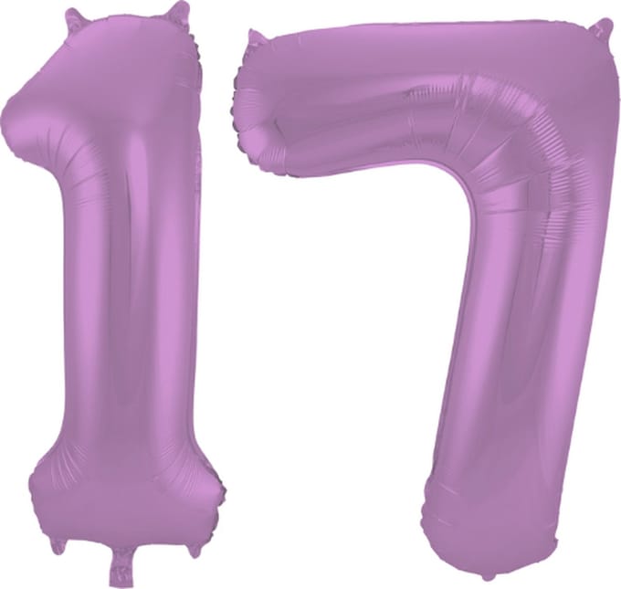 Folieballon 17 jaar metallic paars 86cm