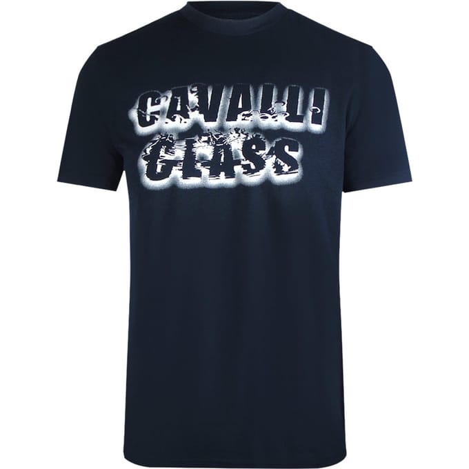 Cavalli Class Smoke Bold Logo Marineblauw T-shirt