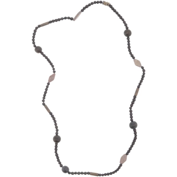 Behave – Ketting – Houten kralen – Bruin;Zwart;Grijs – 90 cm – Boho Chic