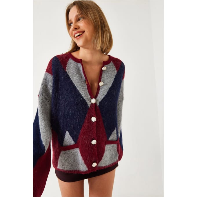Geknoopte geometrische patroon cardigan