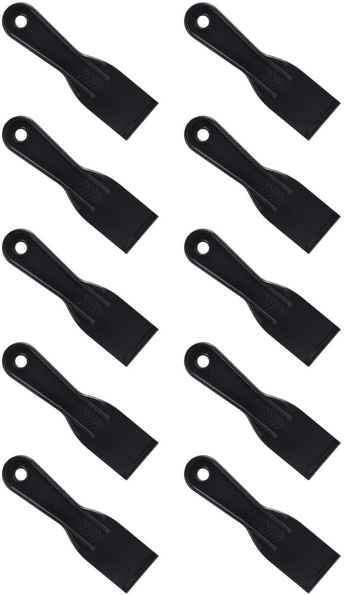 Dailygoods- Plamuurmes Set van 10 - Zwart Plastic - Flexibel Schraper - Muurschraper - Reparatie Accessoire - 17,8x5 cm