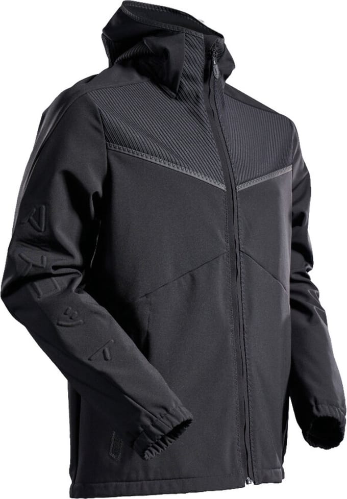 MASCOT Customized Softshell jas capuchon - 22102-649 - zwart - maat XL