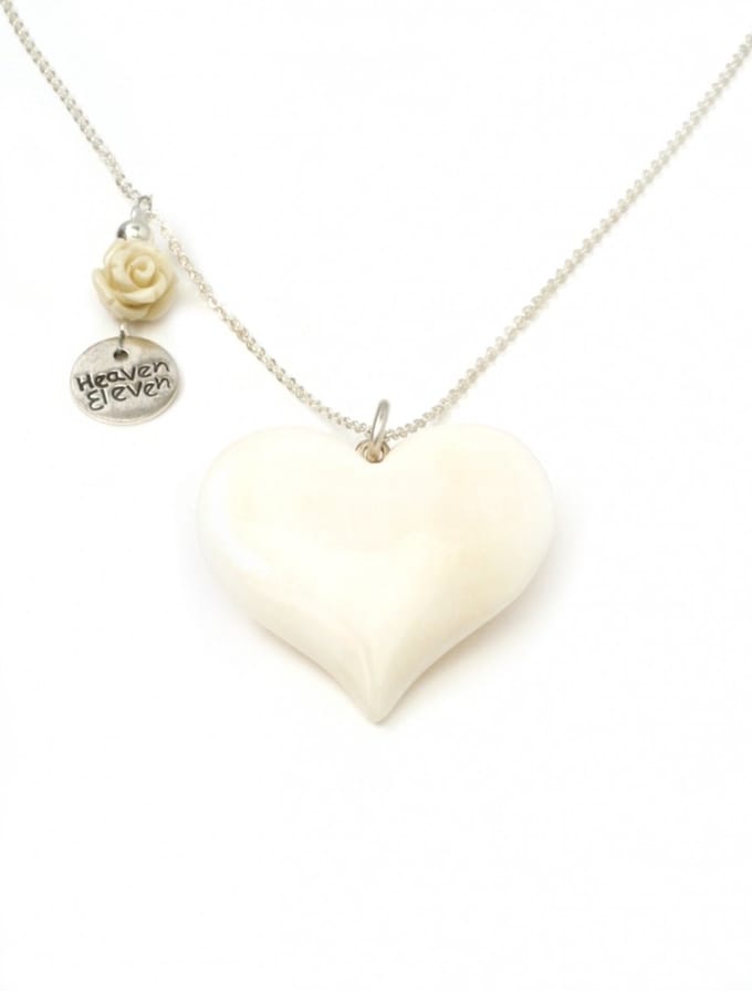 Heaven Eleven - dames - ketting - 925 - zilver - hart - hertegewei - 74cm