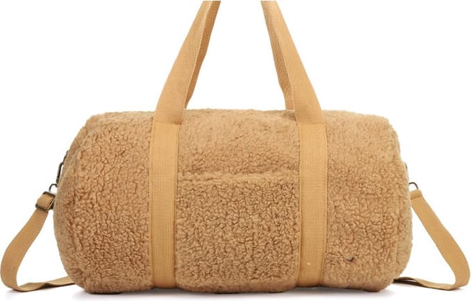 I'm Dutch Fluffy Teddy Duffle Bag Portillo Camel