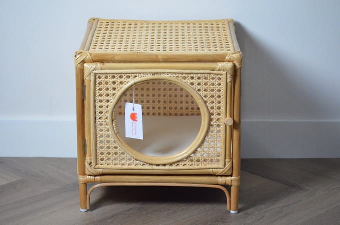 Château Rustique - Rotan kattenhuisje kattenmeubel Simba met kussen - 40x40x40 cm