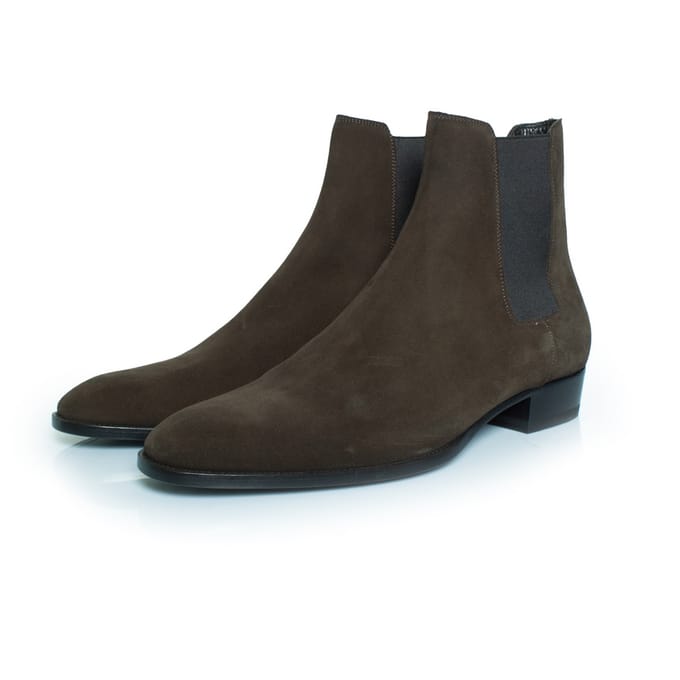 Saint Laurent Kaki suède Chelsea enkellaarsjes