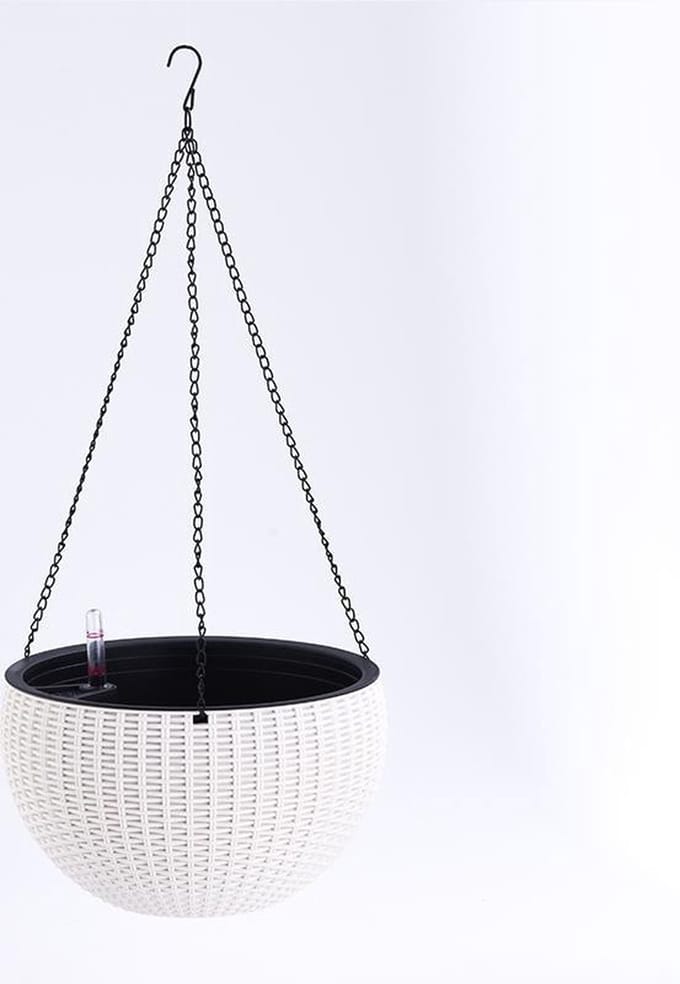 hangende plantenbak met reservoir en water-indicator_wit