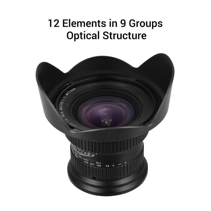 15 mm f4.0 macrolens 120 graden groothoek voor volledig frame/APSC compatibel met Nikon black