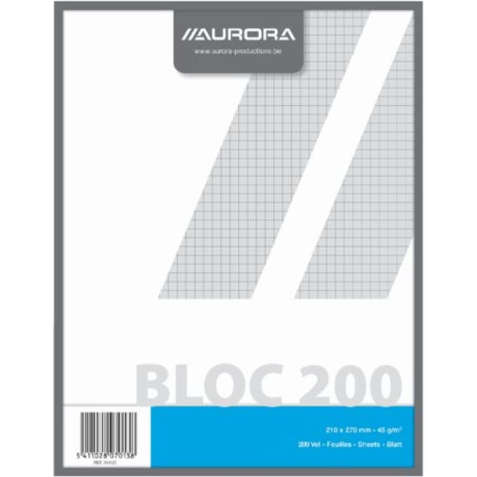 Kladblok aurora 210x270mm ruit 5x5mm 200 vel 45gr