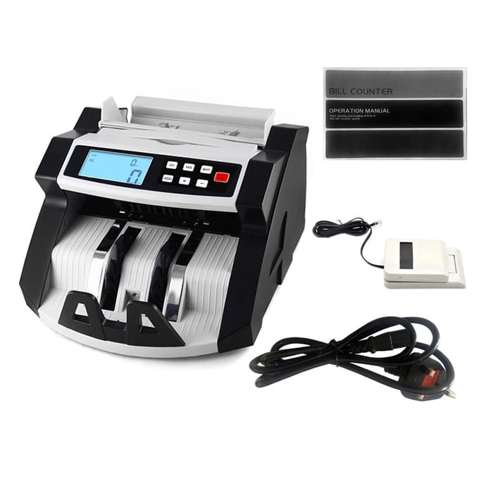 Automatische MultiCurrency Cash Bankbiljet Geld Bill Teller Telmachine LCD-display met UV MG UK Plug gray