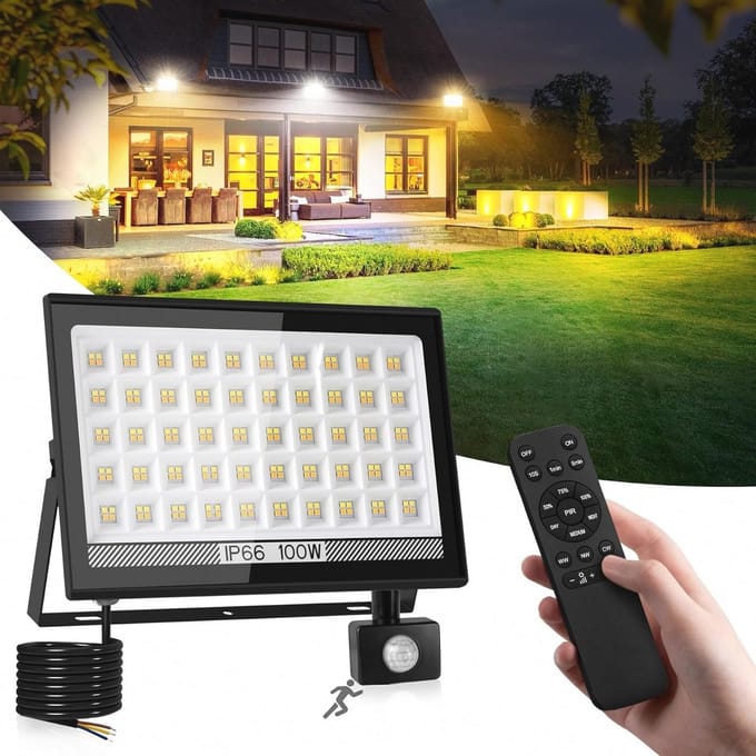 100 W LED Schijnwerper met Beweging Detector - Outdoor Veiligheidslicht met Afstandsbediening